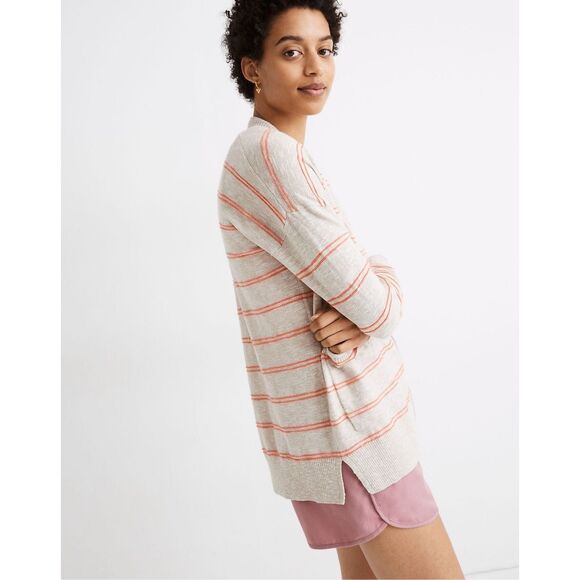 Madewell Bradley Cardigan Sweater in Textured Stripe | L - Picture 2 of 8